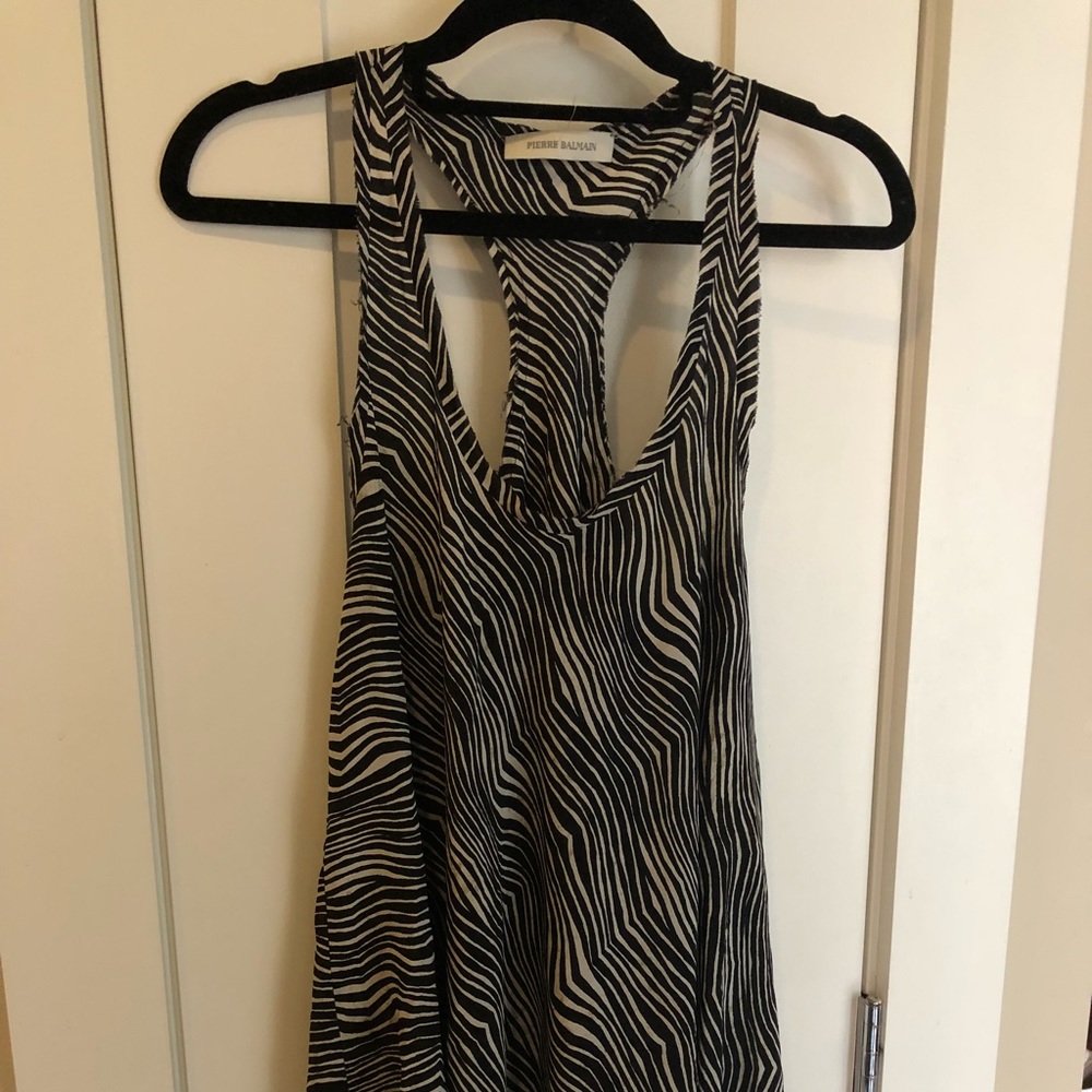 Pierre Balmain Zebra Print Silk Tank